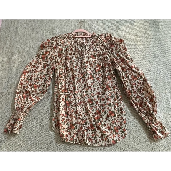 Free People Meant To Be Floral Cotton Blouse XL EUC - Picture 8 of 15